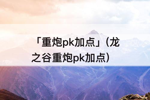 「重炮pk加点」(龙之谷重炮pk加点)