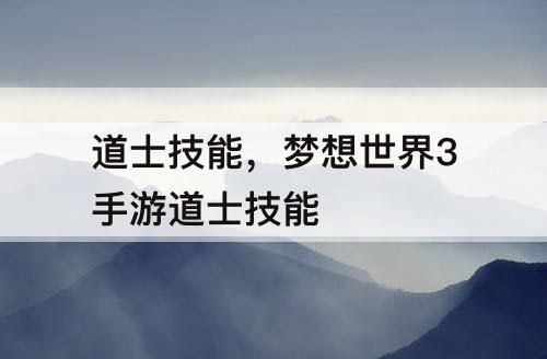 道士技能，梦想世界3手游道士技能