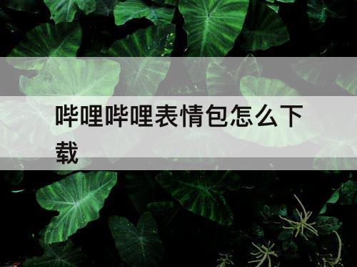 哔哩哔哩表情包怎么下载