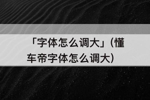 「字体怎么调大」(懂车帝字体怎么调大)