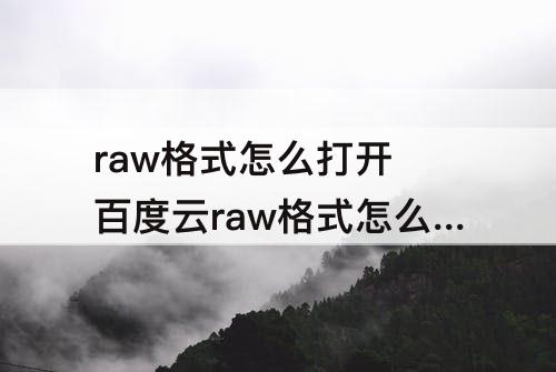 raw格式怎么打开 百度云raw格式怎么打开