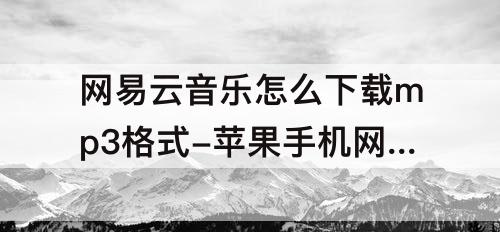 网易云音乐怎么下载mp3格式-苹果手机网易云音乐怎么下载mp3格式