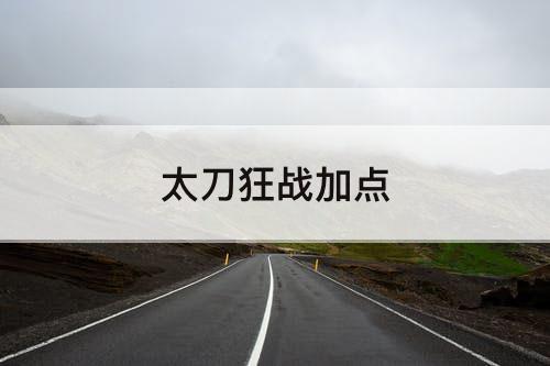太刀狂战加点
