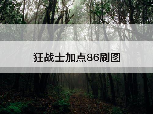 狂战士加点86刷图