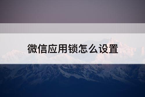 微信应用锁怎么设置