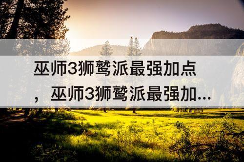 巫师3狮鹫派最强加点，巫师3狮鹫派最强加点图前期