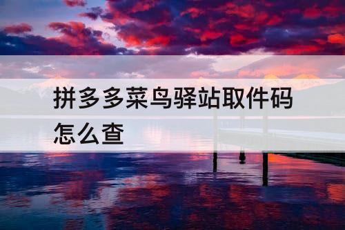 拼多多菜鸟驿站取件码怎么查