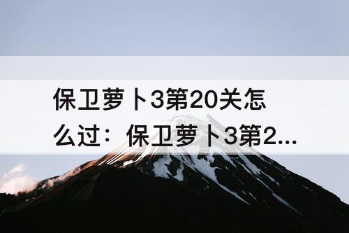 保卫萝卜3第20关怎么过：保卫萝卜3第20关怎么过攻略