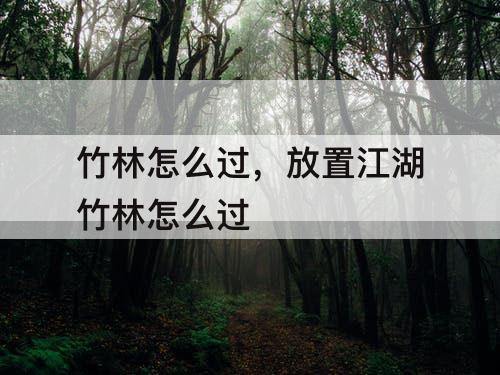 竹林怎么过，放置江湖竹林怎么过