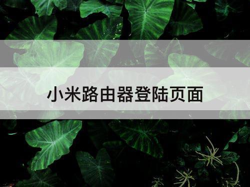小米路由器登陆页面
