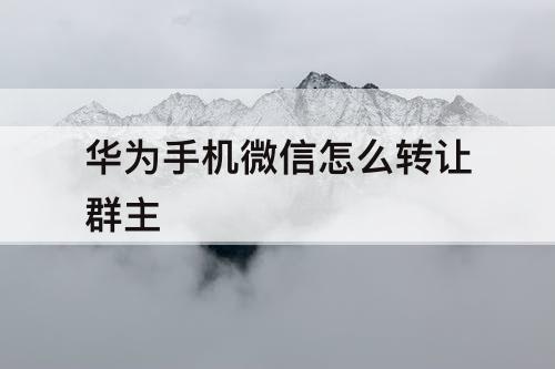 华为手机微信怎么转让群主