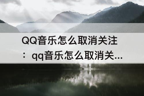 QQ音乐怎么取消关注：qq音乐怎么取消关注用户