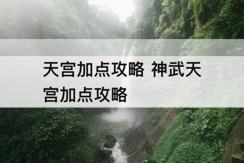 天宫加点攻略 神武天宫加点攻略