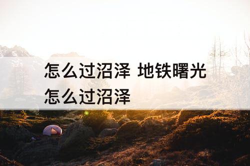 怎么过沼泽 地铁曙光怎么过沼泽