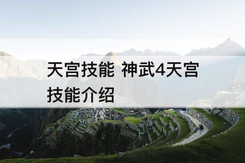 天宫技能 神武4天宫技能介绍