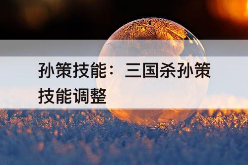 孙策技能：三国杀孙策技能调整