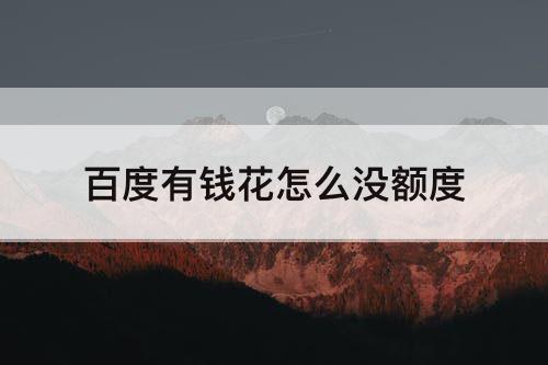 百度有钱花怎么没额度