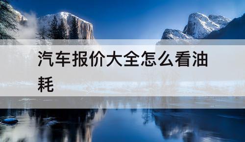 汽车报价大全怎么看油耗