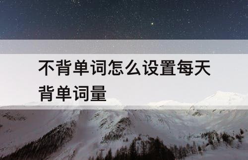 不背单词怎么设置每天背单词量