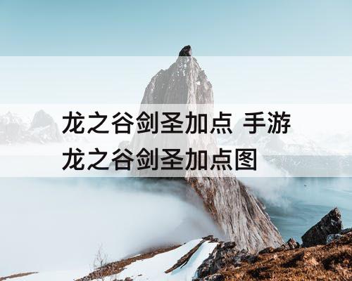龙之谷剑圣加点 手游龙之谷剑圣加点图
