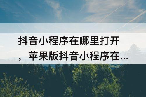 抖音小程序在哪里打开，苹果版抖音小程序在哪里打开