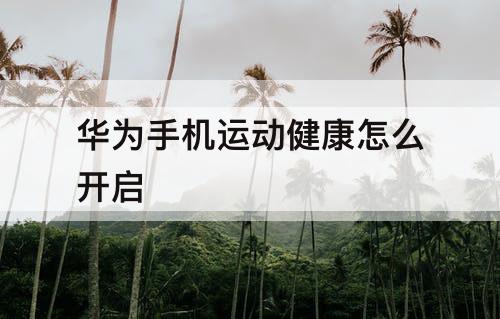 华为手机运动健康怎么开启