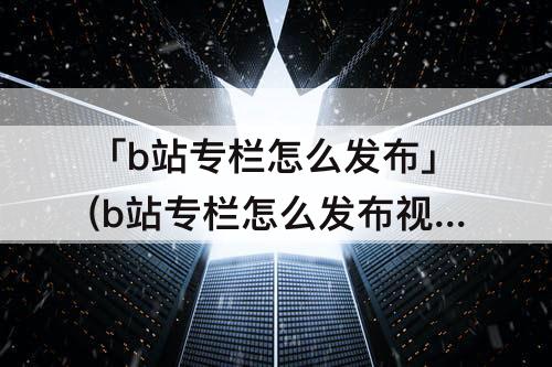 「b站专栏怎么发布」(b站专栏怎么发布视频)
