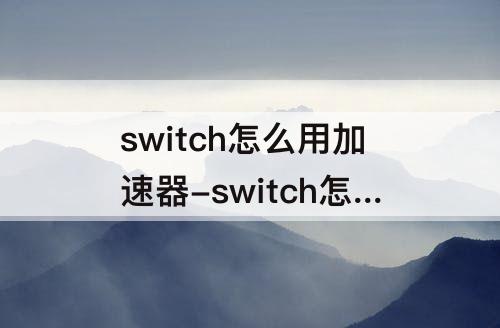 switch怎么用加速器-switch怎么用加速器吗