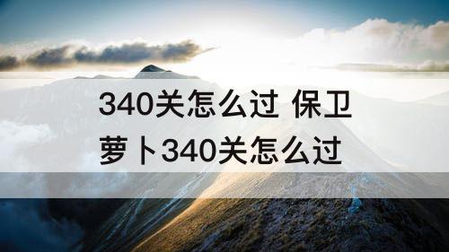 340关怎么过 保卫萝卜340关怎么过