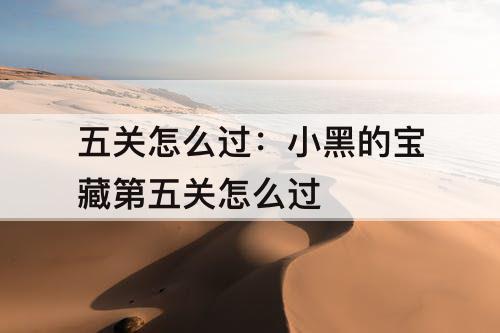 五关怎么过：小黑的宝藏第五关怎么过