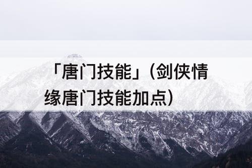 「唐门技能」(剑侠情缘唐门技能加点)
