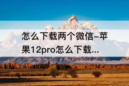 怎么下载两个微信-苹果12pro怎么下载两个微信