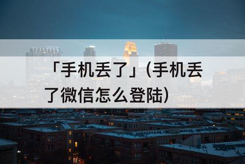 「手机丢了」(手机丢了微信怎么登陆)