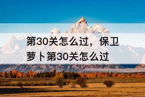 第30关怎么过，保卫萝卜第30关怎么过