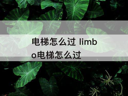 电梯怎么过 limbo电梯怎么过