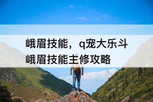 峨眉技能，q宠大乐斗峨眉技能主修攻略