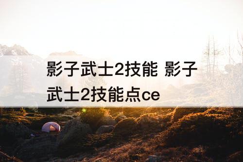 影子武士2技能 影子武士2技能点ce