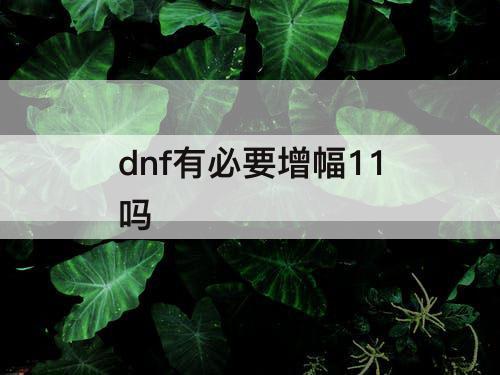 dnf有必要增幅11吗