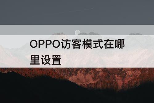 OPPO访客模式在哪里设置