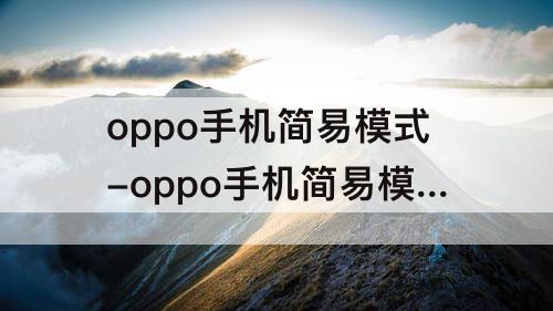 oppo手机简易模式-oppo手机简易模式怎么打开