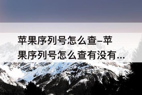 苹果序列号怎么查-苹果序列号怎么查有没有ID