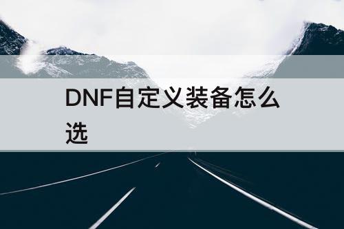 DNF自定义装备怎么选
