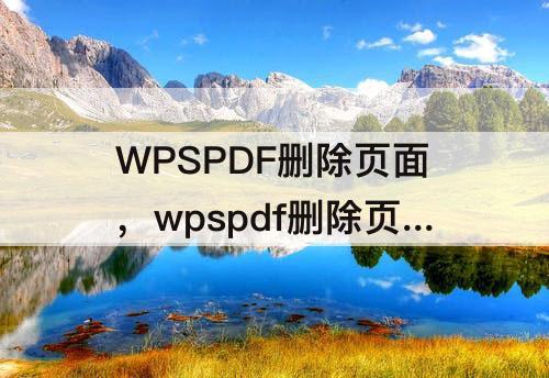 WPSPDF删除页面，wpspdf删除页面怎么删